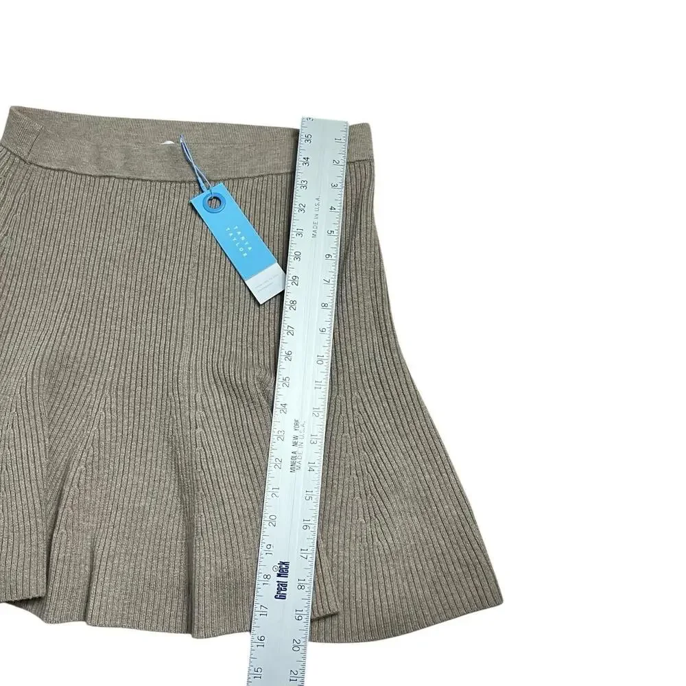 Tanya Taylor Skirt L Brown Knit Flounce Pull On Jennie Academia‎